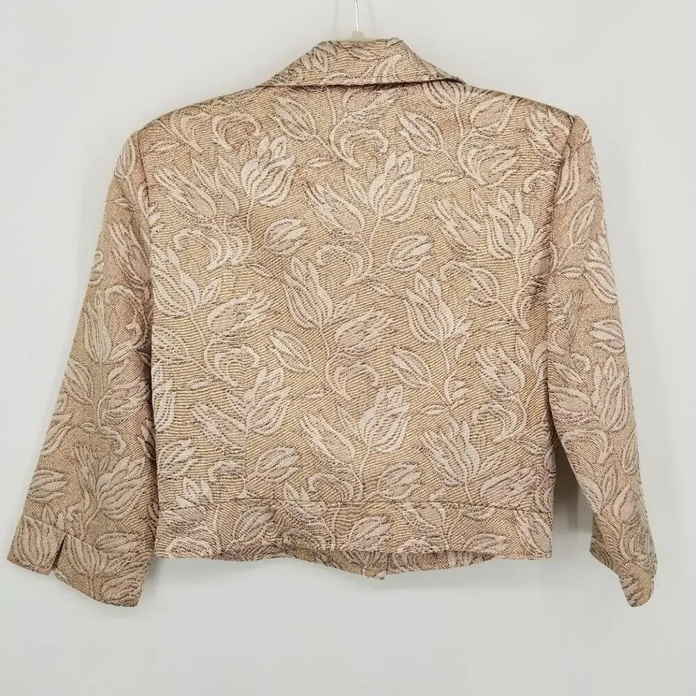 Marciano Y2K Metallic Floral Jacquard Cropped Jacket M Guess 3/4‎ Sleeves